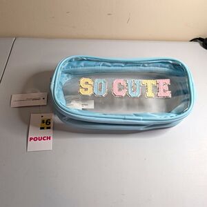 Blue Clear Plastic Makeup Bag Zipper